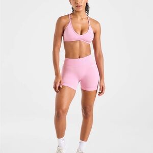 Pink Sports Bra and Shorts Set